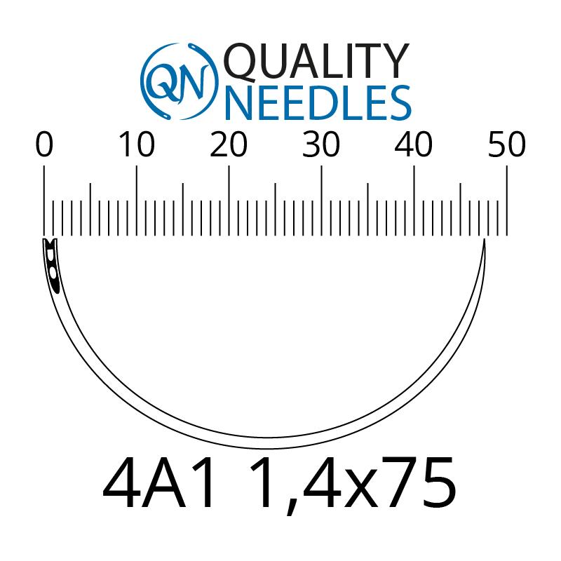 Голки хірургічні колючі, 4/8 (1/2), пружинне вушко, розмір 1,4х75 мм, 10 шт.